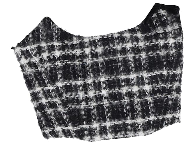 Alessandra Rich Checked Tweed Bustier in Black Wool  ref.1209000