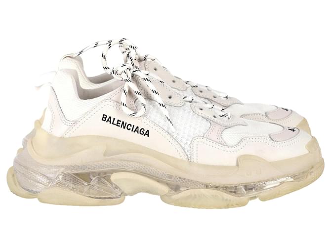 Balenciaga Triple S Clear Sole Sneakers in White Polyester and Polyurethane  ref.1209147