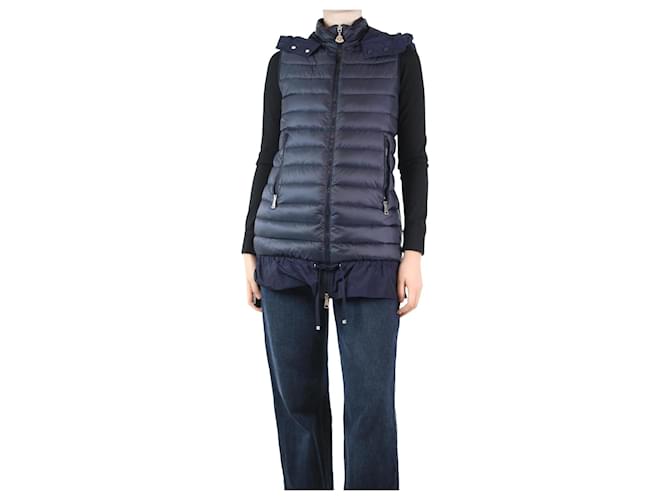 Moncler Gilet bleu à capuche sans manches - taille S Polyamide  ref.1209151