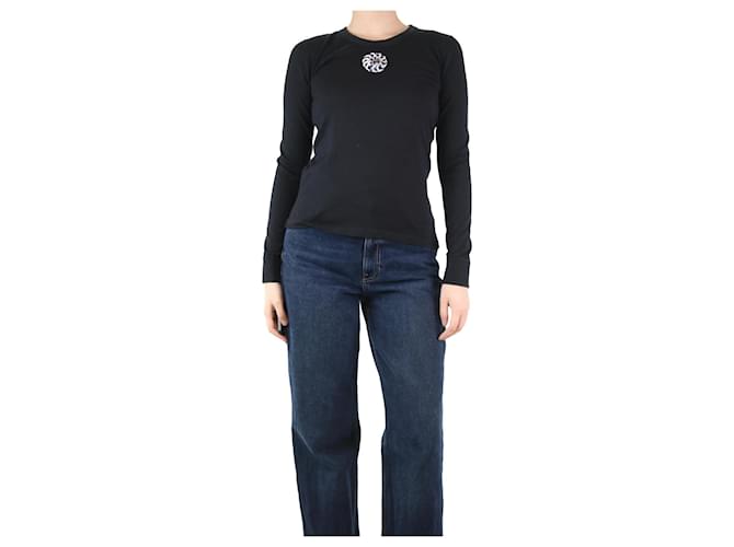 Chanel Black rosette jumper - size UK 8 Cashmere  ref.1209152