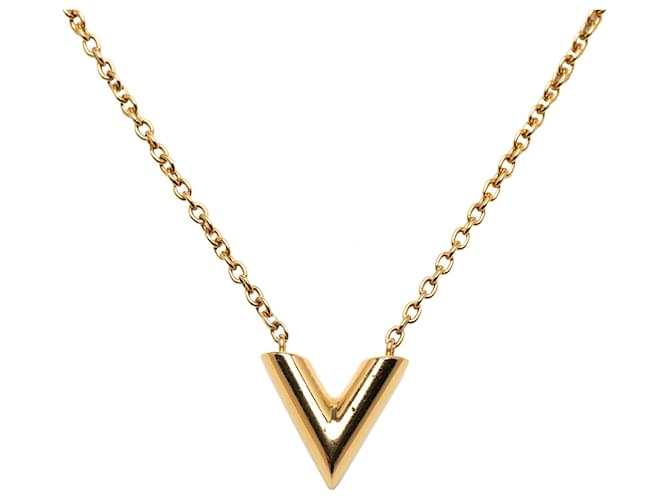 Colar Louis Vuitton Gold Essential V Dourado Metal Banhado a ouro  ref.1209198