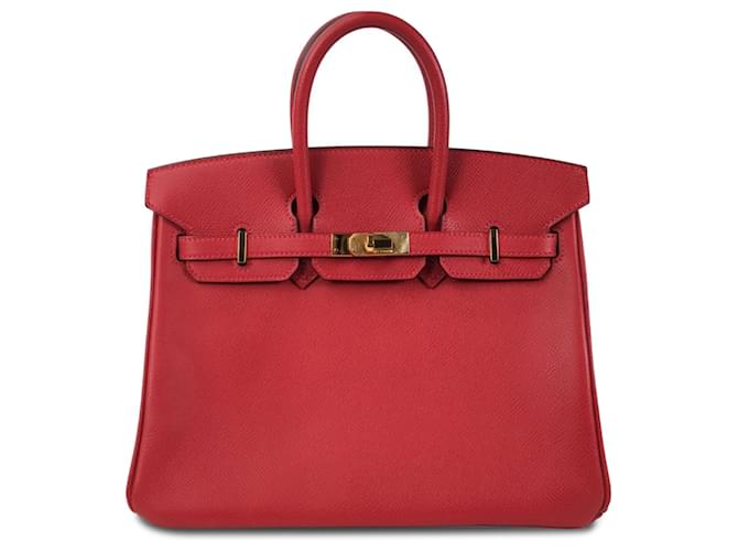Hermès rouge 2013 Epsom Birkin Retourné 25 Cuir Veau façon poulain  ref.1209227