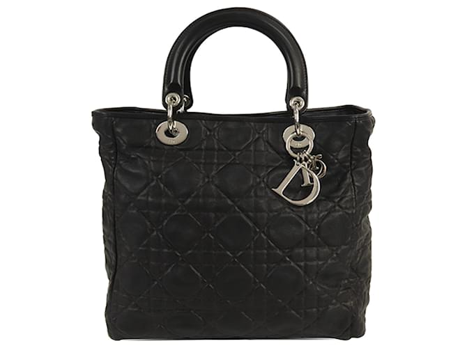 Dior Black Large Cannage Soft Lady Dior Leather  ref.1209231