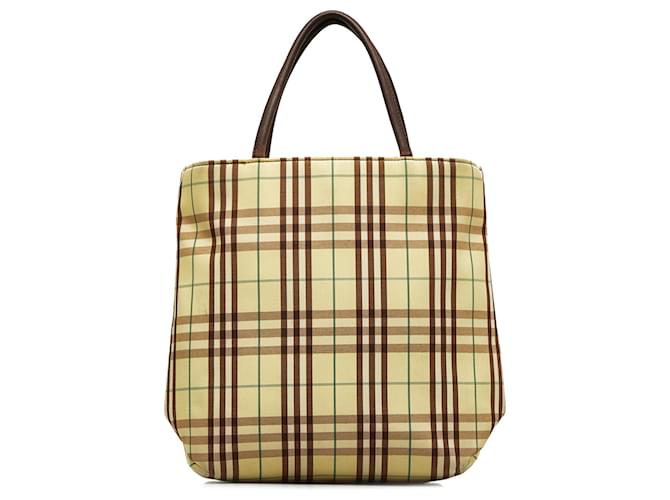 Burberry Brown House Check Handbag Beige Cloth Cloth  ref.1209235