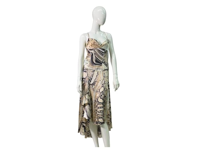 Just Cavalli Dresses Beige Silk  ref.1209248
