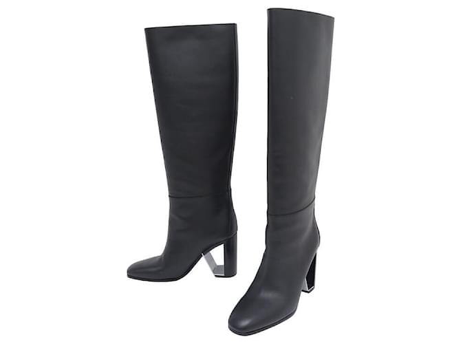 Hermès NEW HERMES BRITNEY BRITNEY H BOOTS202057Z 38 BLACK LEATHER LEATHER BOOTS  ref.1209288