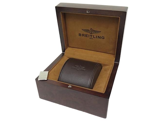 NEUF BOITE POUR MONTRE BREITLING NAVITIMER 125TH ANNIVERSARY + 4 MAILLONS WATCH Bois Marron  ref.1209297