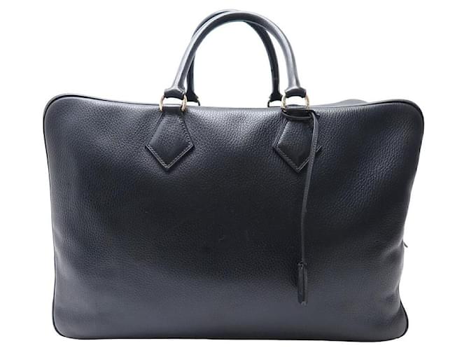 Hermès VINTAGE HERMES PLUME TRAVEL BAG 45 IN BLACK TOGO LEATHER TRAVEL HAND BAG  ref.1209355