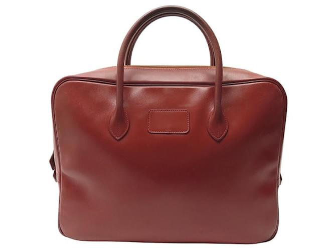 Hermès HERMES EIFFEL HANDBAG IN BRICK RED BOX LEATHER PURSE BRIEFCASE HAND BAG  ref.1209357