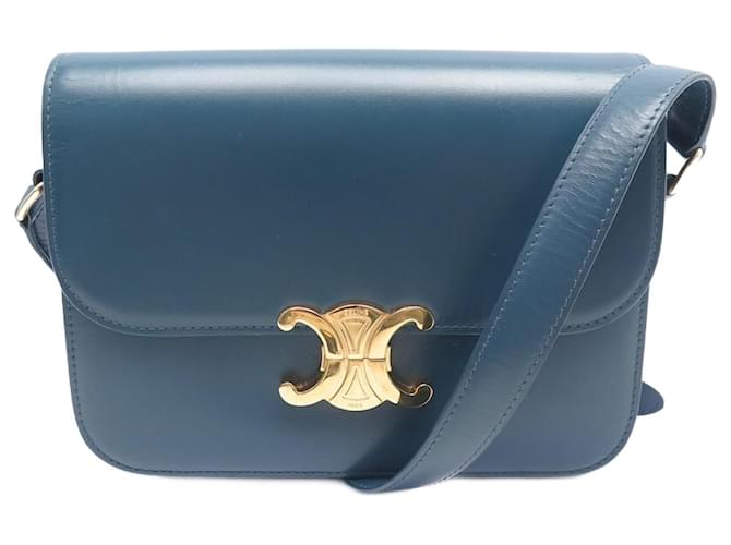 Céline CELINE TRIOMPHE CLASSIC HANDBAG 187363BF4 LEATHER CROSSBODY HANDBAG Blue  ref.1209412