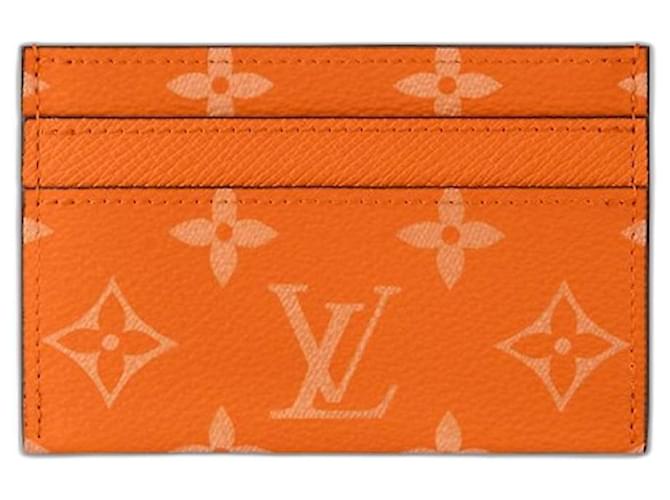 Louis Vuitton LV lined card holder taigarama orange Leather  ref.1209425