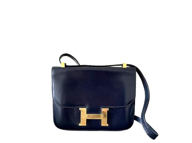 Hermès Constance in smooth navy blue leather  ref.1209452