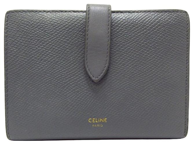 Céline Celine Geldbörse mit mittlerem Riemen Grau Leder  ref.1209731
