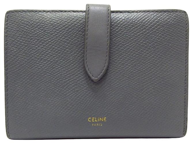 Céline Celine Medium Strap Wallet Grey Leather  ref.1209731