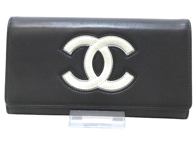 Chanel-Logo CC Schwarz Leder  ref.1209748