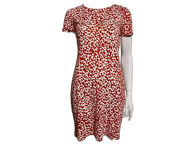 Diane Von Furstenberg Vestido de seda DvF New Reina em vermelho e branco