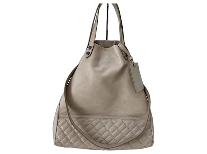 Costume National Totes Beige Leather  ref.1210152