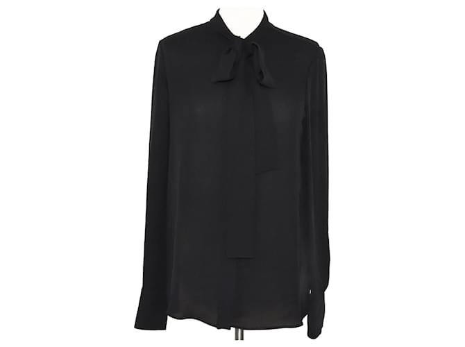 Valentino Black Neck Tie Detail Shirt Silk  ref.1210244