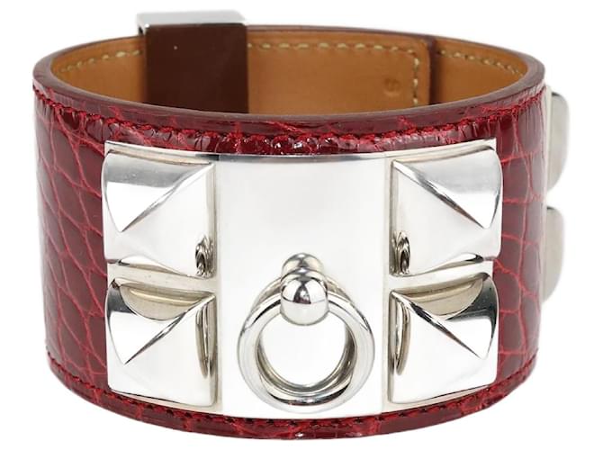Hermès Hermes Red Collier de Chien Bracelet Leather  ref.1210255