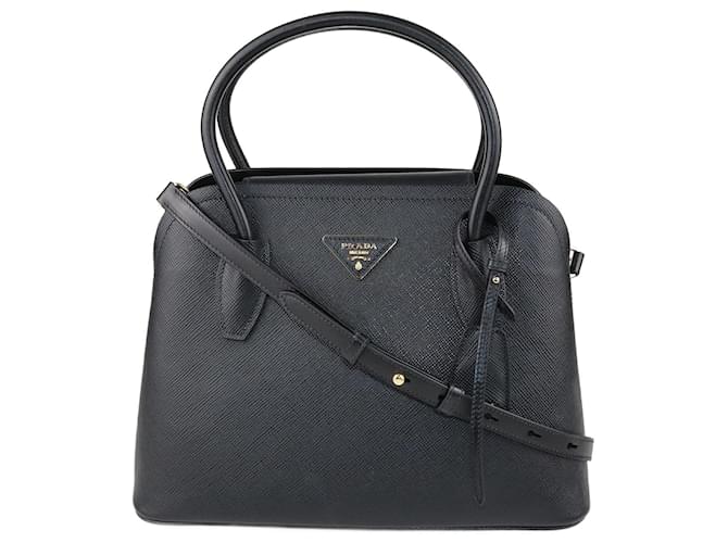 Schwarze mittelgroße Matinee-Tasche mit Henkel von Prada Leder  ref.1210272