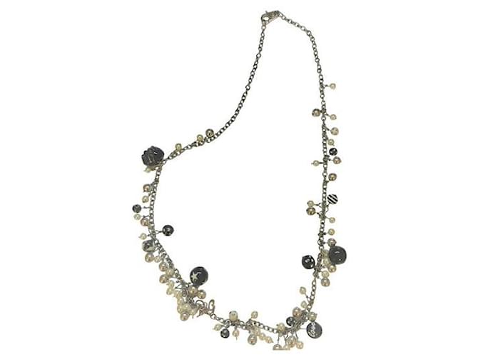 Superbe collier en acier DOLCE & GABBANA avec perles noires, Blanc, Heart Orange  ref.1210289