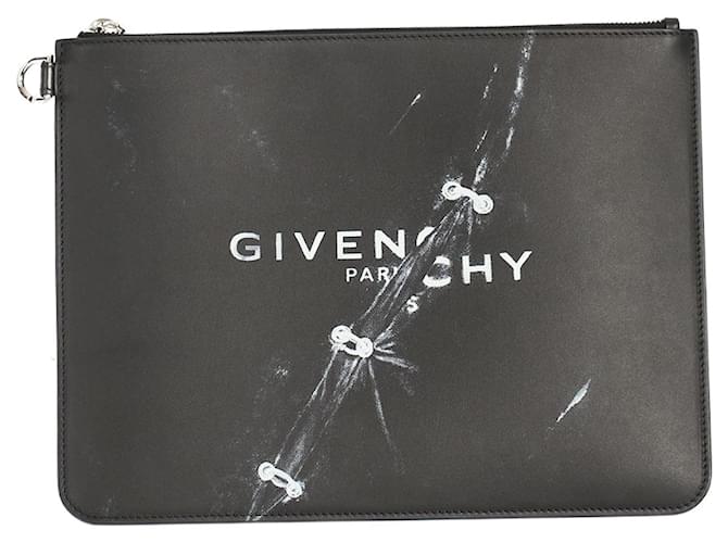 Bolsa clutch com estampa gráfica Givenchy. Preto Pele  ref.1210290