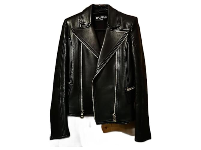 Balmain Biker Schwarz Leder  ref.1210419