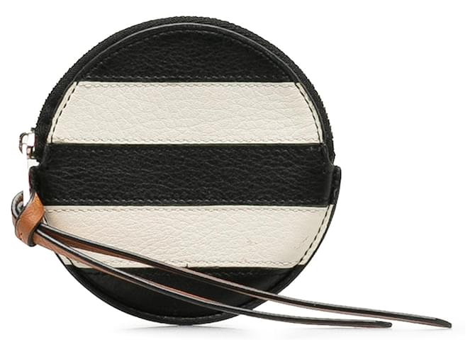 Loewe Black Stripes Mini Cookie Coin Pouch Leather Pony-style calfskin  ref.1210449