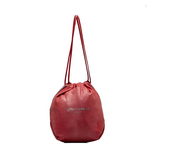 Saint Laurent Red Small Teddy Bucket Bag Leather Pony-style calfskin  ref.1210457