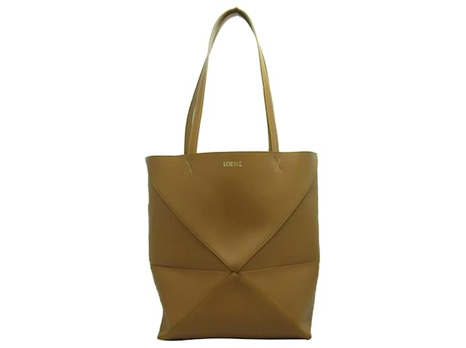 Loewe Brown Medium Puzzle Fold Tote Bag Leather Pony-style calfskin  ref.1210461