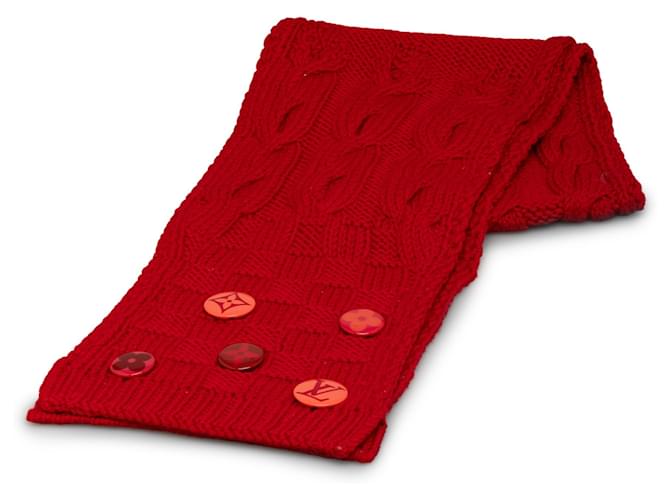Lenço de lã com silenciador Louis Vuitton Red Echarpe Constance Vermelho Pano  ref.1210474