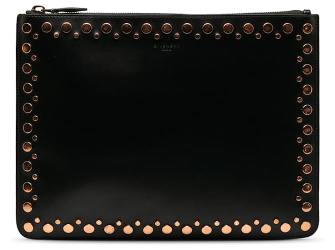 Pochette Givenchy in pelle nera con borchie Nero Vitello simile a un vitello  ref.1210479