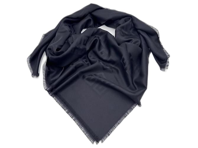 Châle en soie et laine noire Givenchy  4G partout  ref.1210506