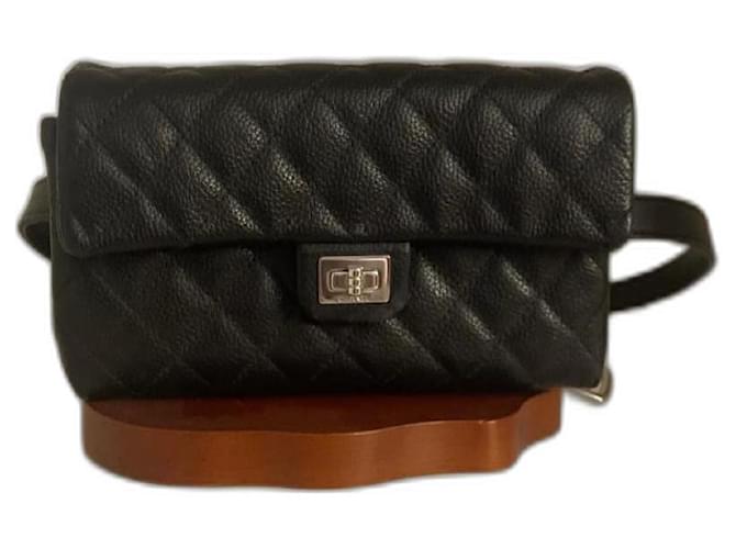 Mademoiselle Chanel Magnifique sac ceinture 2.55 vintage Cuir Noir  ref.1210510