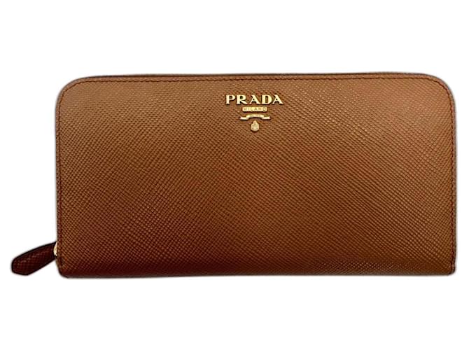 Prada large saffiano wallet Camel Leather  ref.1210515