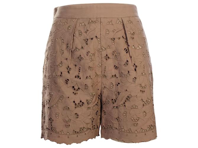Stella Mc Cartney Brown Short With Embroided Details Cotton  ref.1210535