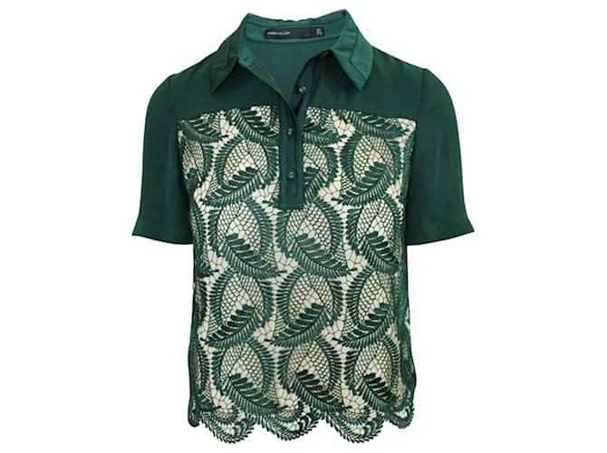 Autre Marque Green Short Sleeve Shirt with Lace Polyester  ref.1210536