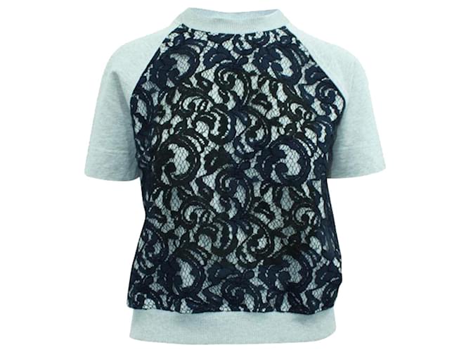 Autre Marque Grey Top with Lace at Front Cotton  ref.1210540