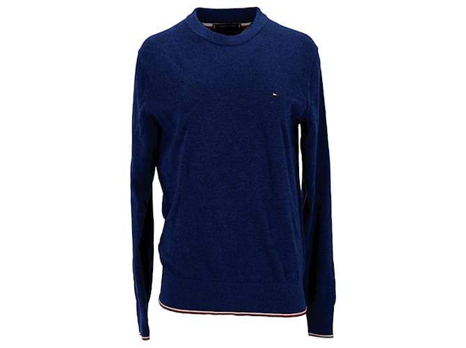 Tommy Hilfiger Suéter masculino de algodão com gola redonda Azul  ref.1210569