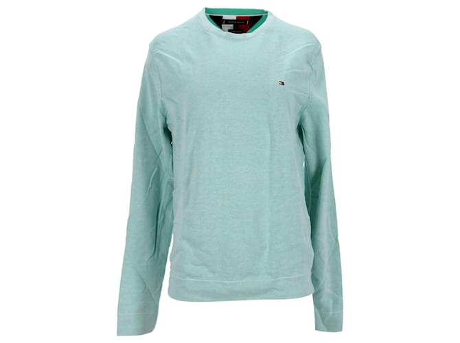 Tommy Hilfiger Herren-Pullover mit Rundhalsausschnitt aus reiner Bio-Baumwolle Grün  ref.1210574