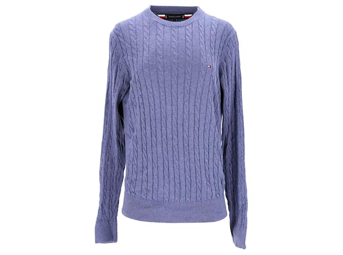 Tommy Hilfiger Pull en tricot torsadé pour hommes Coton Bleu  ref.1210636