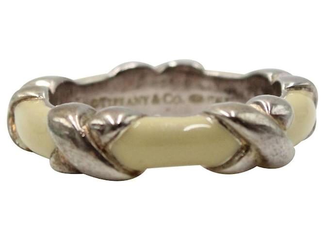 Tiffany & Co Signature Cross Enamelled ring Flesh  ref.1210646