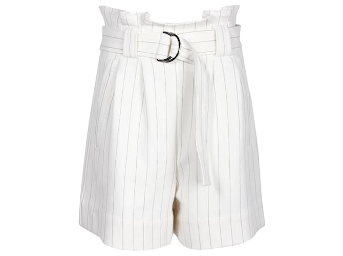 Ganni Pantalones cortos blancos con cinturón Poliéster  ref.1210654