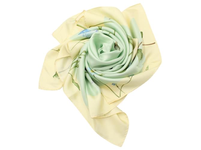 Salvatore Ferragamo Floral Green Square Silk Scarf  ref.1210659