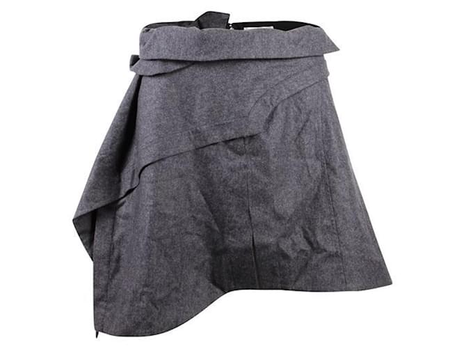 Autre Marque Asymmetrical Wool Skirt Grey  ref.1210671