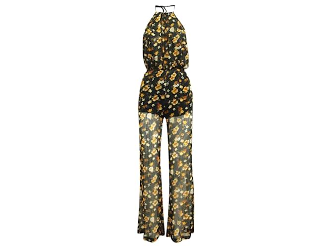 Reformation Yellow Print Jumpsuit with open back Polyester  ref.1210688