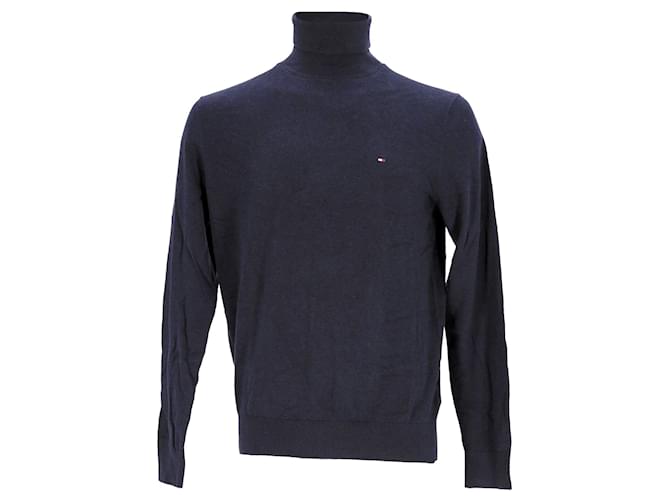 Tommy Hilfiger Suéter masculino de algodão orgânico e seda com gola redonda Azul marinho  ref.1210704
