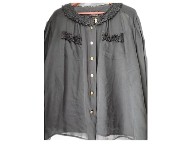Blusa de seda vintage Chanel Negro  ref.1210720