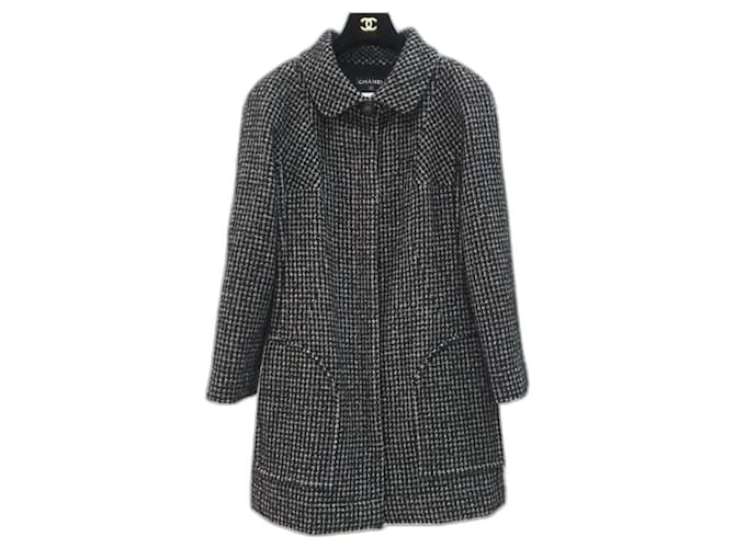 Chanel 14Cappotto in tweed di lana e seta PF Grigio antracite  ref.1210739