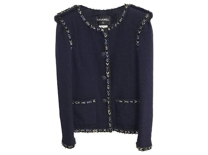 Chanel 16P Tweed Jacket Dark blue  ref.1210741